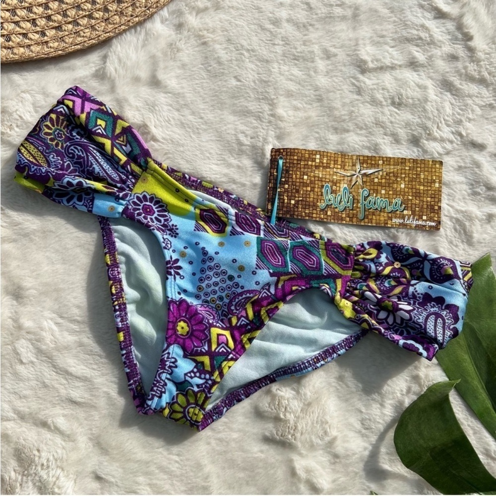 Luli Fama Caprichosa Paisley Scrunch Side Bikini Bottom